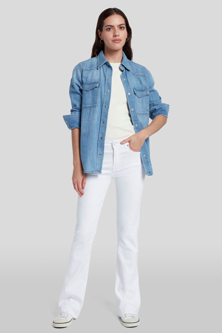 BOOTCUT TAILORLESS PURE WHITE WITH DISTRESSED HEM