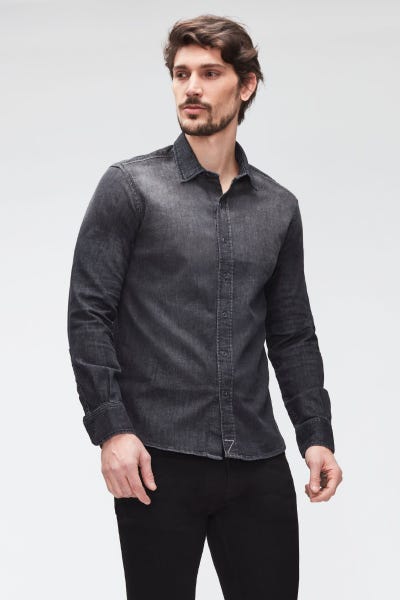 PLAIN SHIRT LUXE PERFORMANCE WASHED BLACK