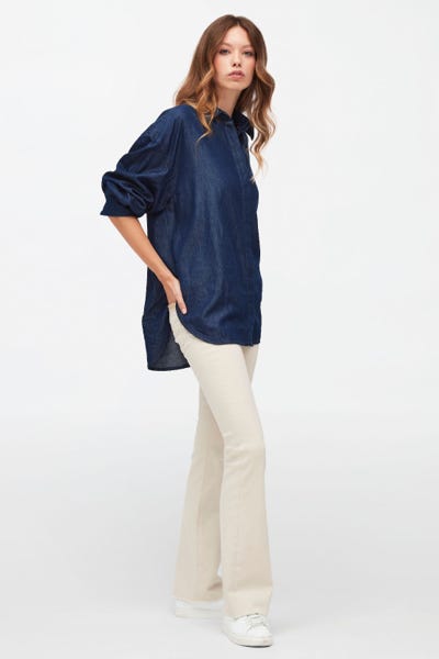  BOOTCUT TAILORLESS COLORED STRETCH WITH RAW CUT HEM ALMOND 