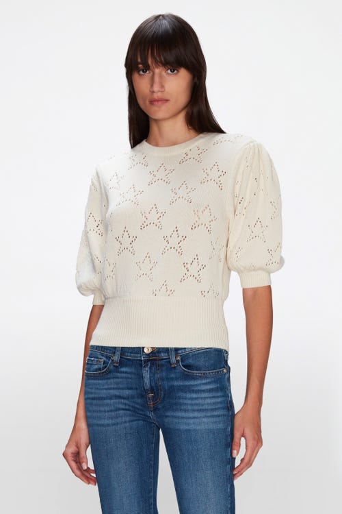 STAR SS SWEATER COTTON WOOL ANTIQUE WHITE