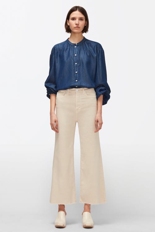 THE CROPPED JO COLORED STRETCH WITH RAW CUT WINTER WHITE